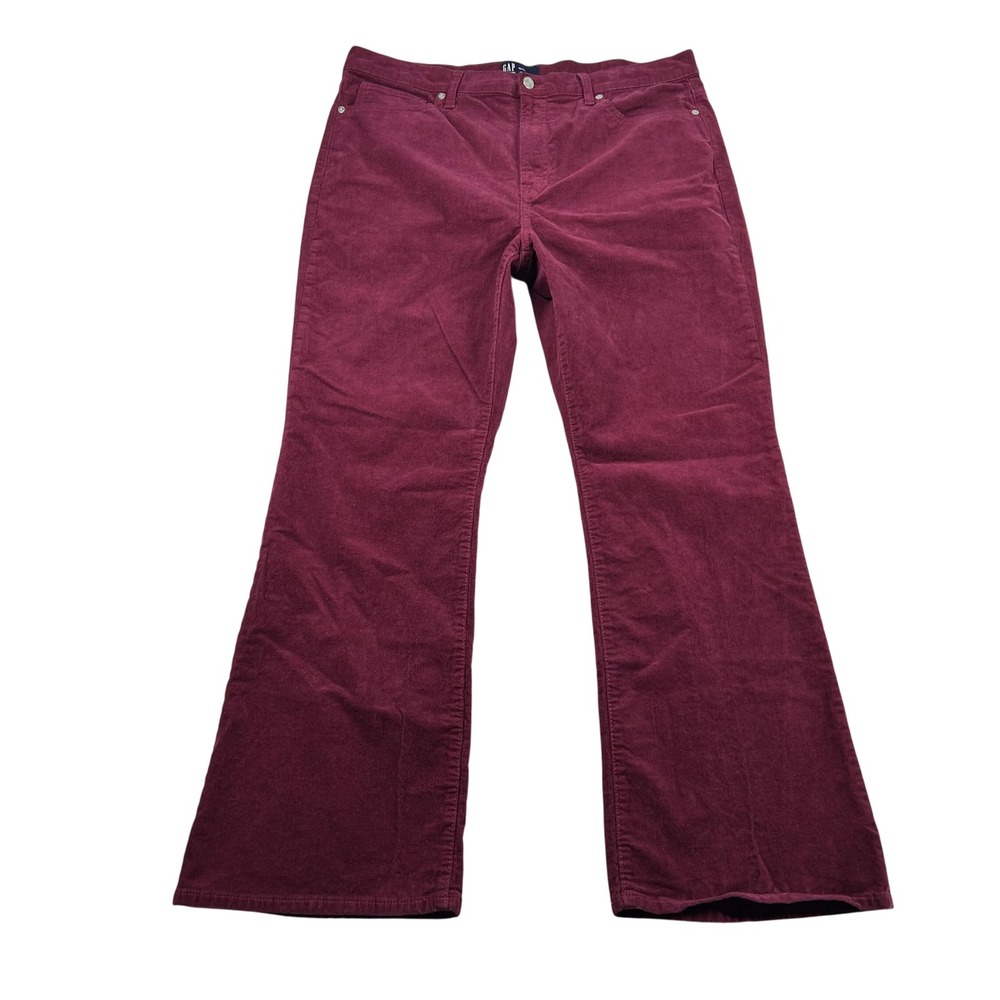 Gap Corduroy Pants Womens 18/34 70s Flare Bell Burgundy Red Regular High Rise